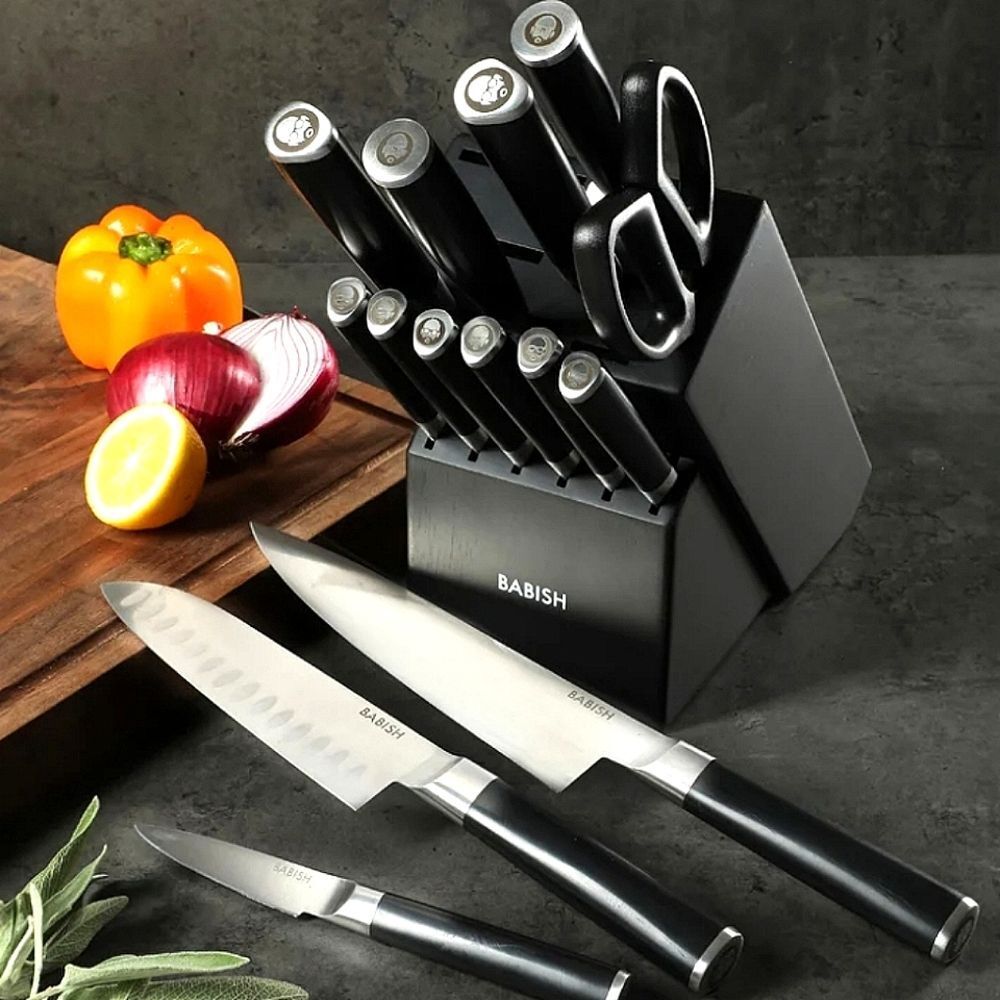 Babish High Carbon German Steel 15-PC Full Tang Forged Cutlery Blick Set